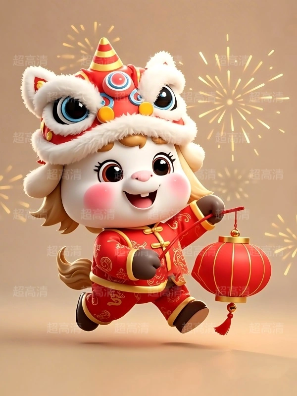 提灯笼马年吉祥物3D