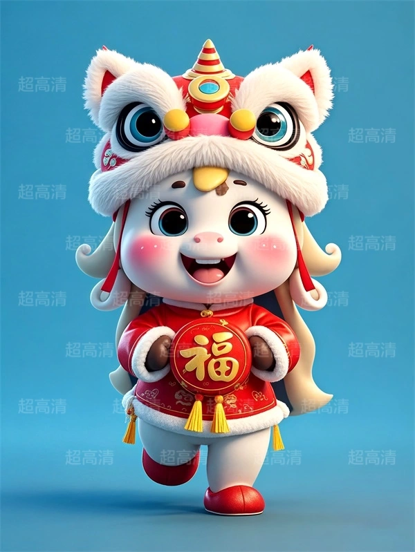 马年吉祥物福字贴3D