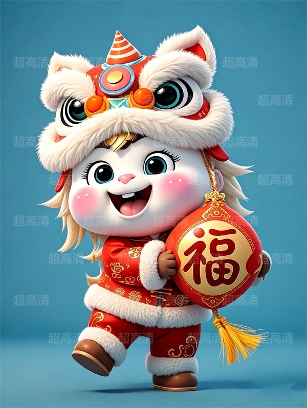 马年吉祥物福字贴3D