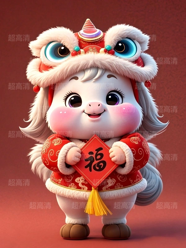 马年吉祥物福字贴