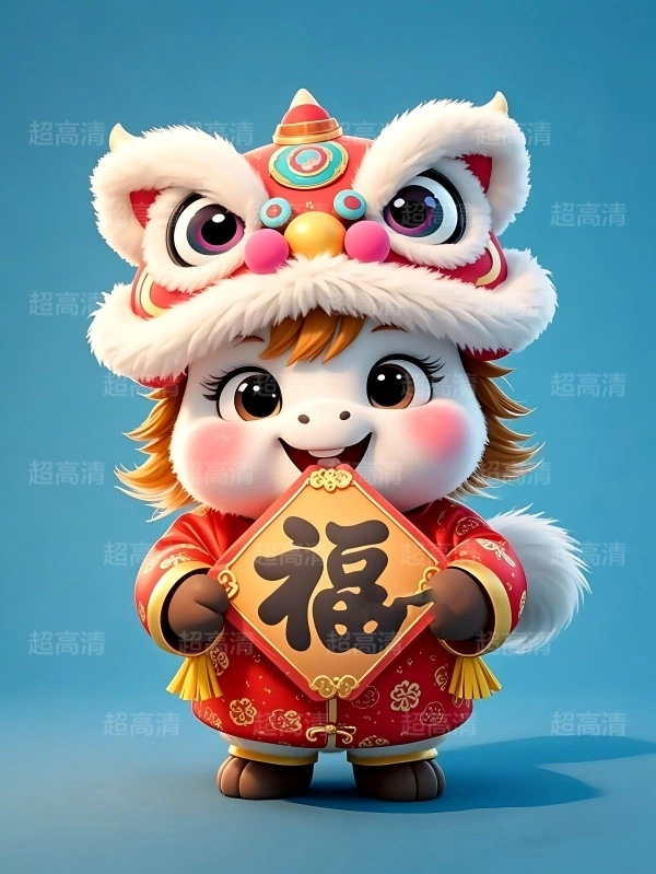 马年吉祥物福字贴