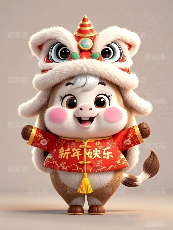 新年快乐马年吉祥物3D