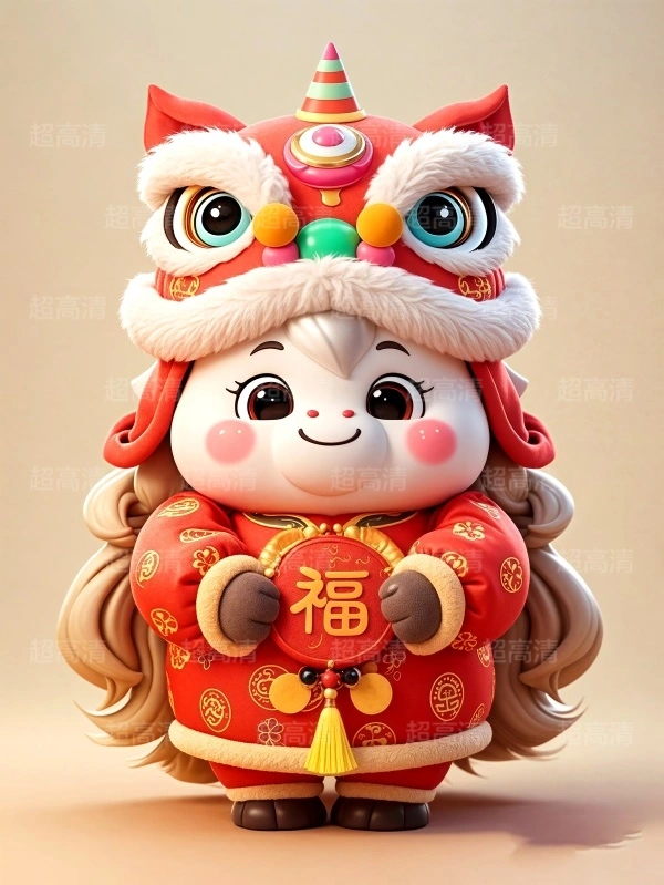 马年吉祥物福字贴3D