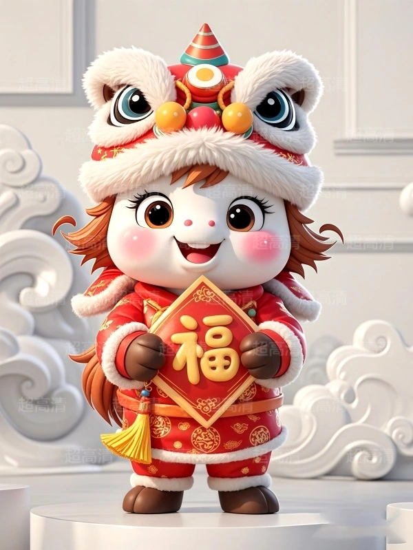 福字贴马年吉祥物3D