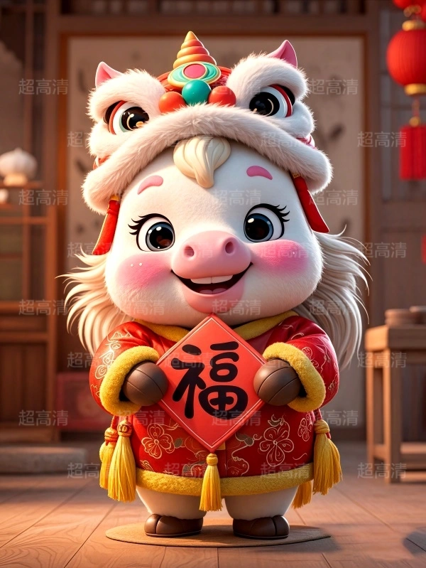 马年吉祥物福字贴
