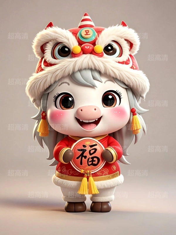 马年吉祥物福字贴3D