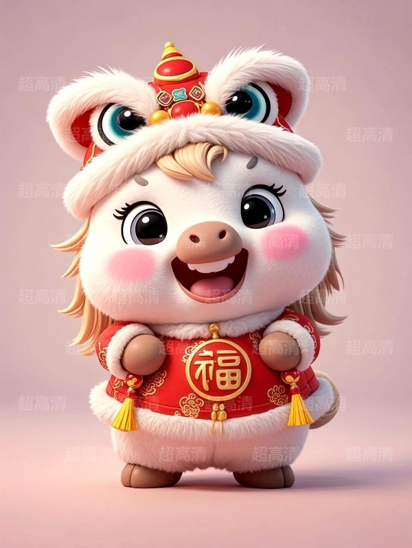 马年吉祥物福字贴3D
