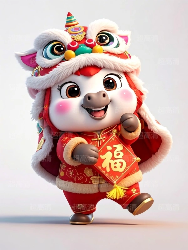 福字贴马年吉祥物3D