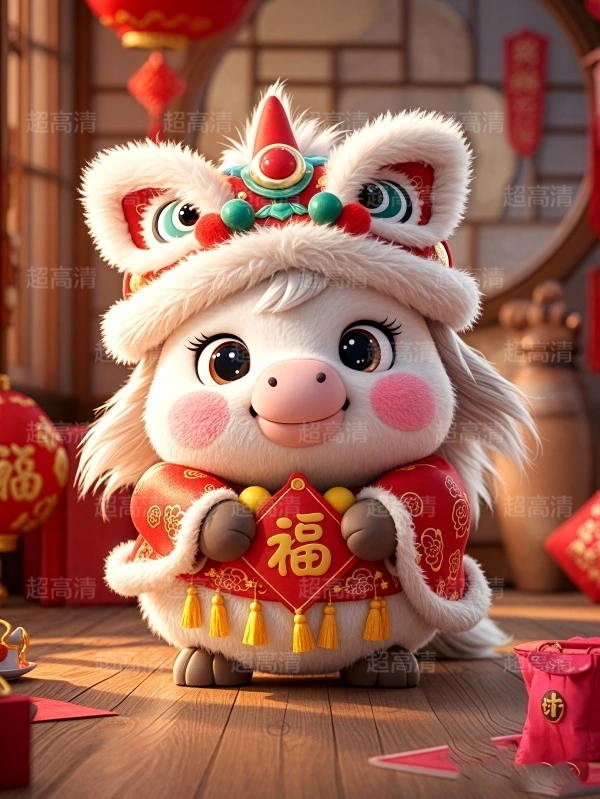马年吉祥物福字贴3D
