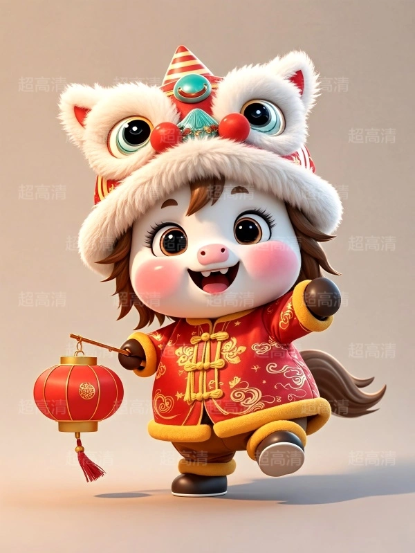 提灯笼马年吉祥物3D