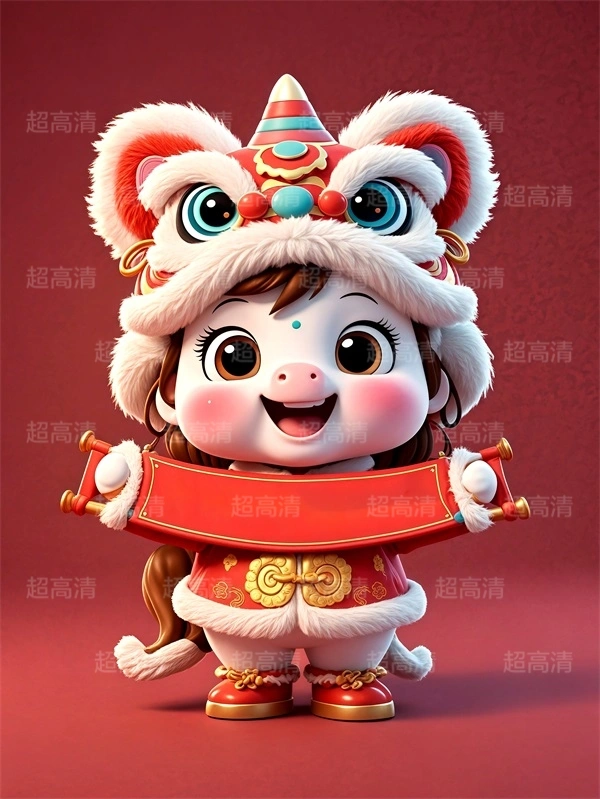 拉横幅马年吉祥物3D