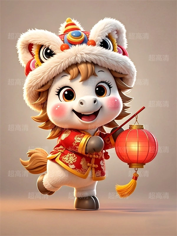 提灯笼马年吉祥物3D