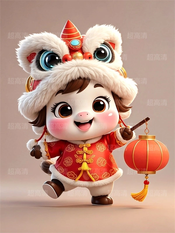 提灯笼马年吉祥物3D