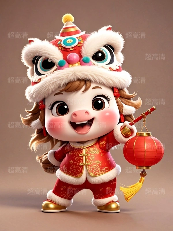 提灯笼马年吉祥物3D