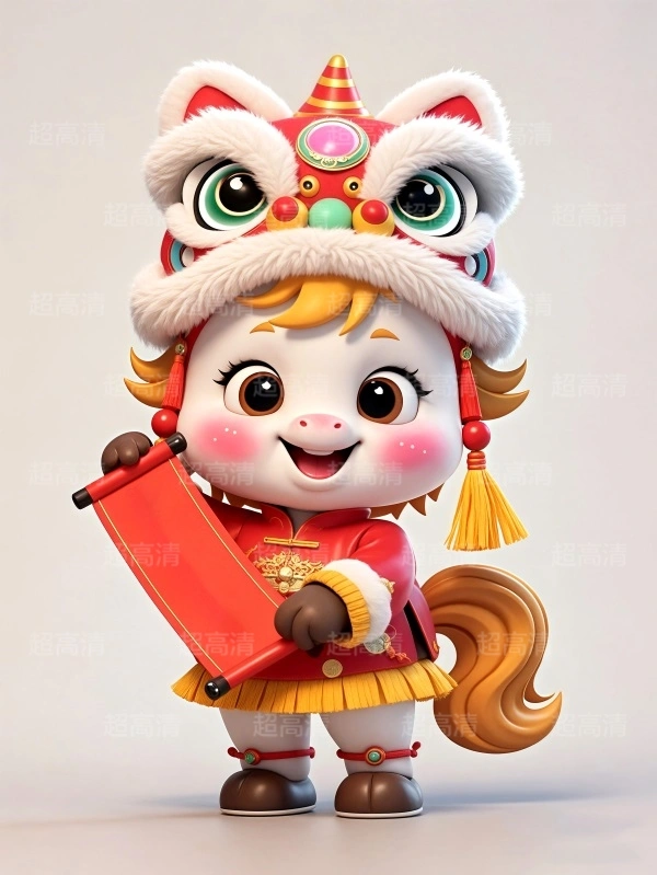拉横幅马年吉祥物3D