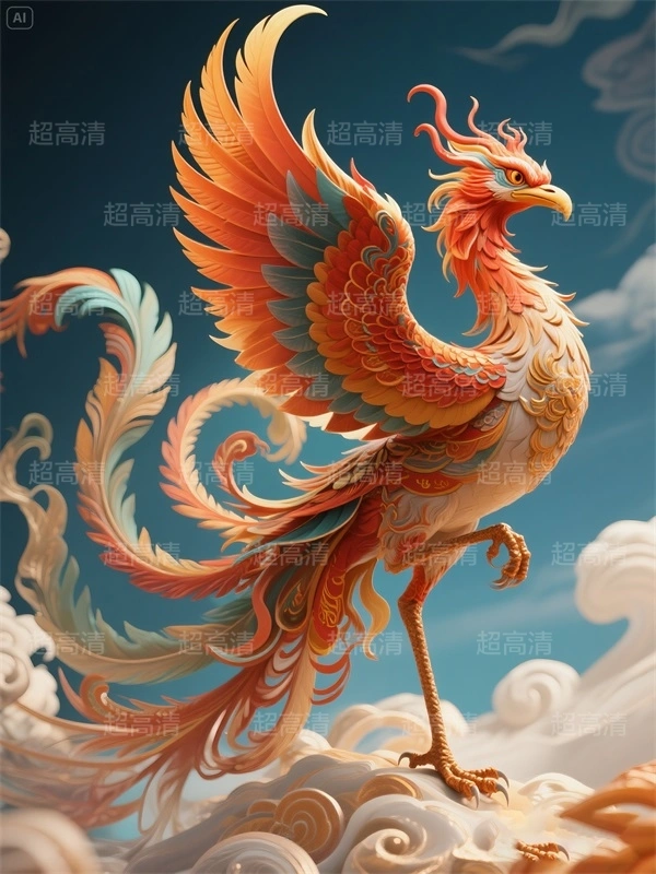 朱雀3 朱雀 青龙 白虎 玄武 四大神兽 中国纹样 瓦当 国风 插画 图案设计 图案纹样设计 中式