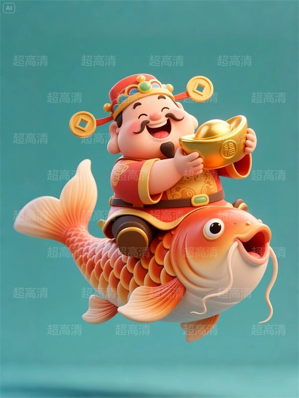 财神1 手机壳素材 印花素材 新年春节 五福临门 喜庆卡通图案 红包素材 元宝 国潮插画 五路财神 卡通财神