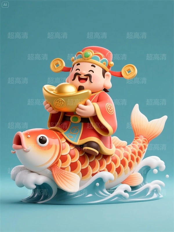 财神13 手机壳素材 印花素材 新年春节 五福临门 喜庆卡通图案 红包素材 元宝 国潮插画 五路财神 卡通财神