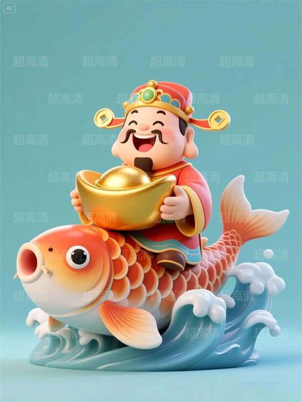 财神16 手机壳素材 印花素材 新年春节 五福临门 喜庆卡通图案 红包素材 元宝 国潮插画 五路财神 卡通财神