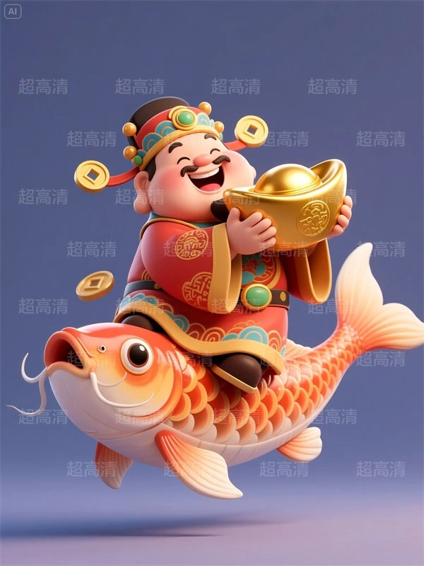 财神19 手机壳素材 印花素材 新年春节 五福临门 喜庆卡通图案 红包素材 元宝 国潮插画 五路财神 卡通财神