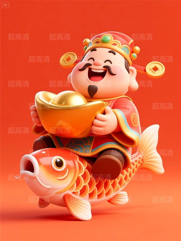 财神20 手机壳素材 印花素材 新年春节 五福临门 喜庆卡通图案 红包素材 元宝 国潮插画 五路财神 卡通财神