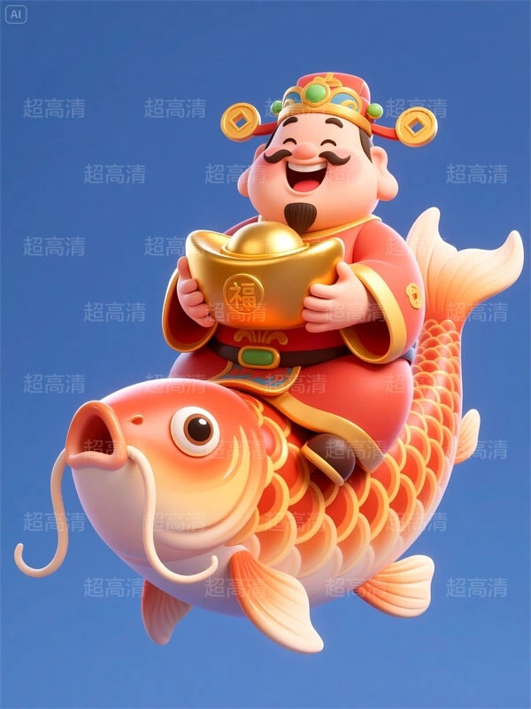 财神21 手机壳素材 印花素材 新年春节 五福临门 喜庆卡通图案 红包素材 元宝 国潮插画 五路财神 卡通财神