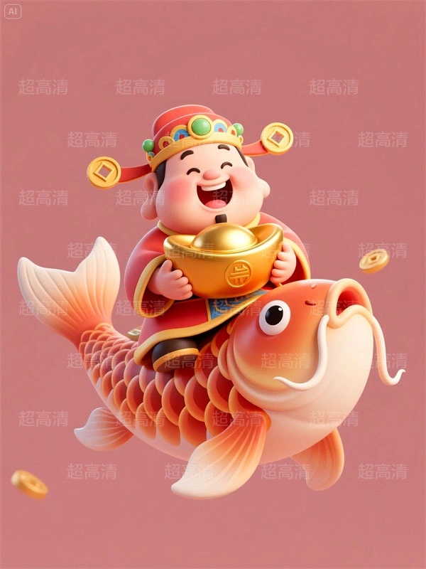 财神24 手机壳素材 印花素材 新年春节 五福临门 喜庆卡通图案 红包素材 元宝 国潮插画 五路财神 卡通财神