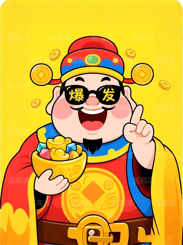 财神28 手机壳素材 印花素材 新年春节 五福临门 喜庆卡通图案 红包素材 元宝 国潮插画 五路财神 卡通财神