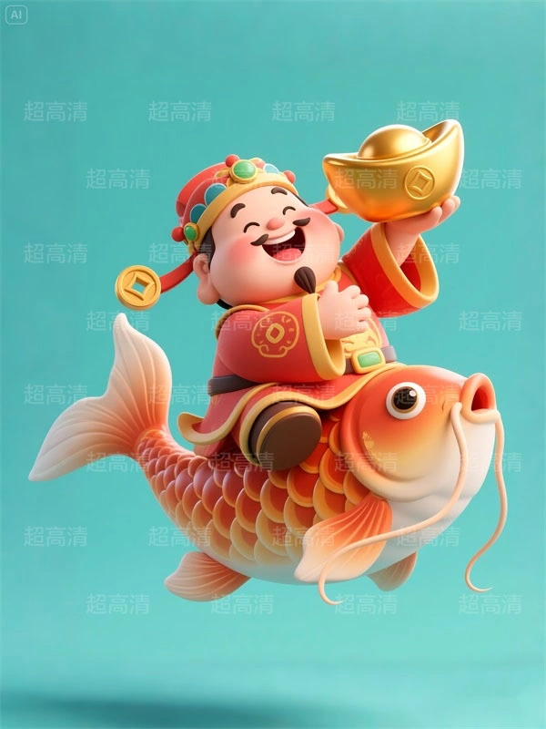 财神3 手机壳素材 印花素材 新年春节 五福临门 喜庆卡通图案 红包素材 元宝 国潮插画 五路财神 卡通财神