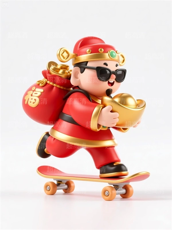 财神31 手机壳素材 印花素材 新年春节 五福临门 喜庆卡通图案 红包素材 元宝 国潮插画 五路财神 卡通财神