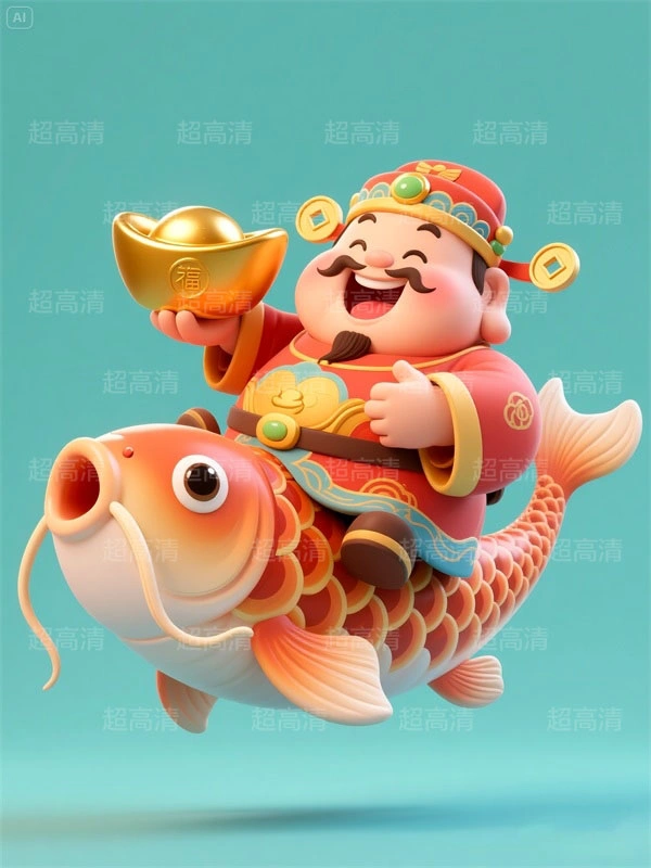 财神4 手机壳素材 印花素材 新年春节 五福临门 喜庆卡通图案 红包素材 元宝 国潮插画 五路财神 卡通财神