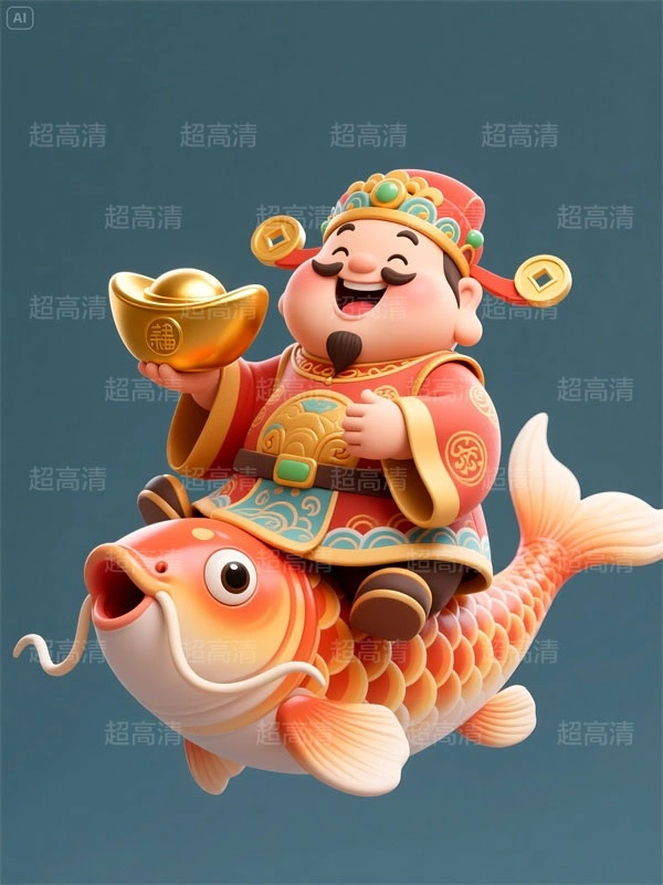 财神6 手机壳素材 印花素材 新年春节 五福临门 喜庆卡通图案 红包素材 元宝 国潮插画 五路财神 卡通财神