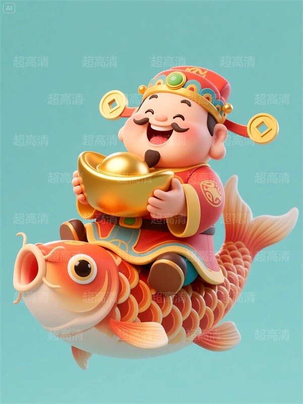 财神8 手机壳素材 印花素材 新年春节 五福临门 喜庆卡通图案 红包素材 元宝 国潮插画 五路财神 卡通财神