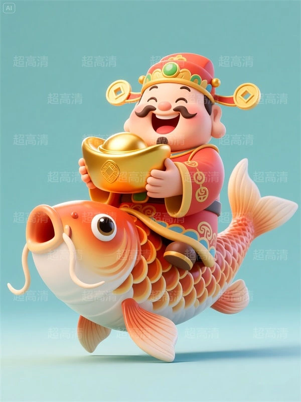 财神9 手机壳素材 印花素材 新年春节 五福临门 喜庆卡通图案 红包素材 元宝 国潮插画 五路财神 卡通财神